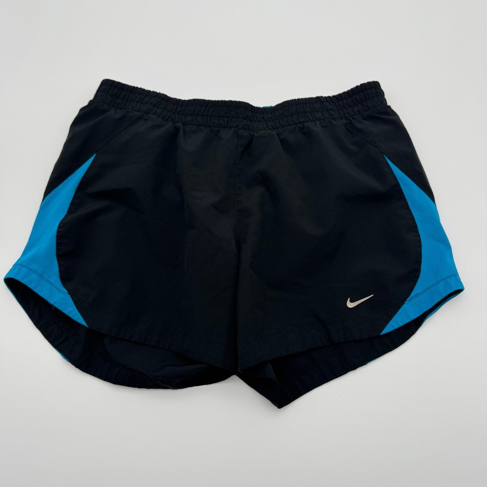 Nike Tempo Running Shorts Womens Small Black Blue Mesh Athletic Gym Workout